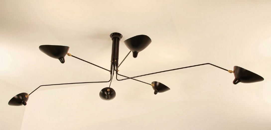 Serge Mouille Ceiling Lamp - 6 Rotating Arms